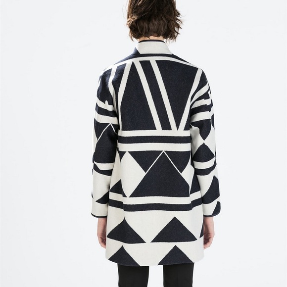 ZARA Geometric Wool Coat - Picture 4 of 8